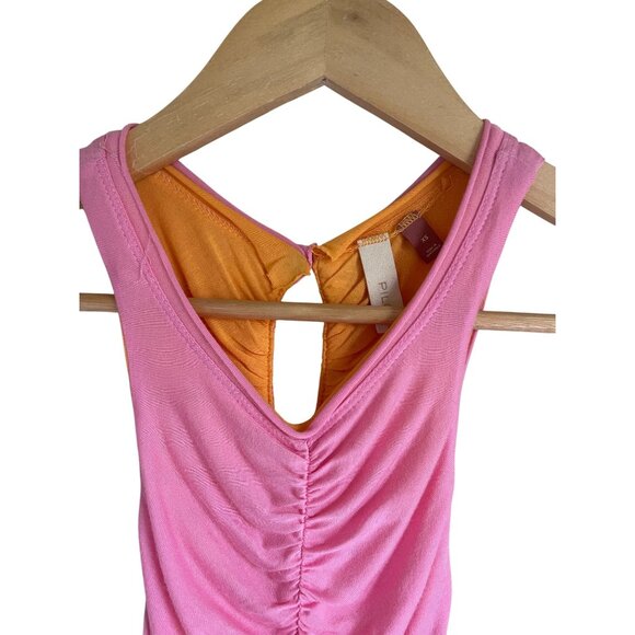 Pilcro Anthropologie Size XS Bubblegum Pink Orange Reversible Tank Top Ruched Mo - Picture 8 of 11
